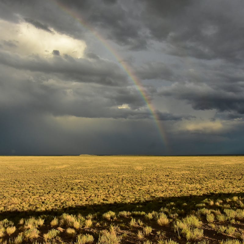 Rainbow Over Sagebrush Landscape