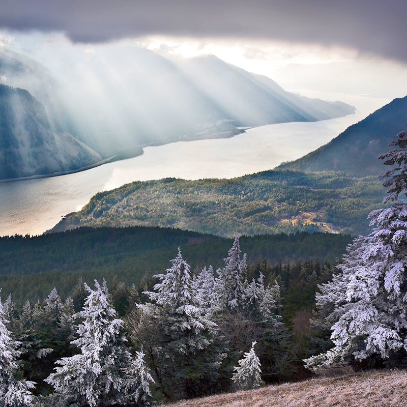 Columbia River with sun